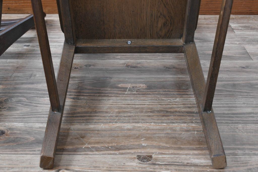 中古 永田良介商店 神戸洋家具 落ち着きのあるシックな佇まいが魅力のラダー型食堂椅子2脚セット(ダイニングチェア、ラダーバックチェア、ワークチェア、椅子、板座チェア)(R-058975)