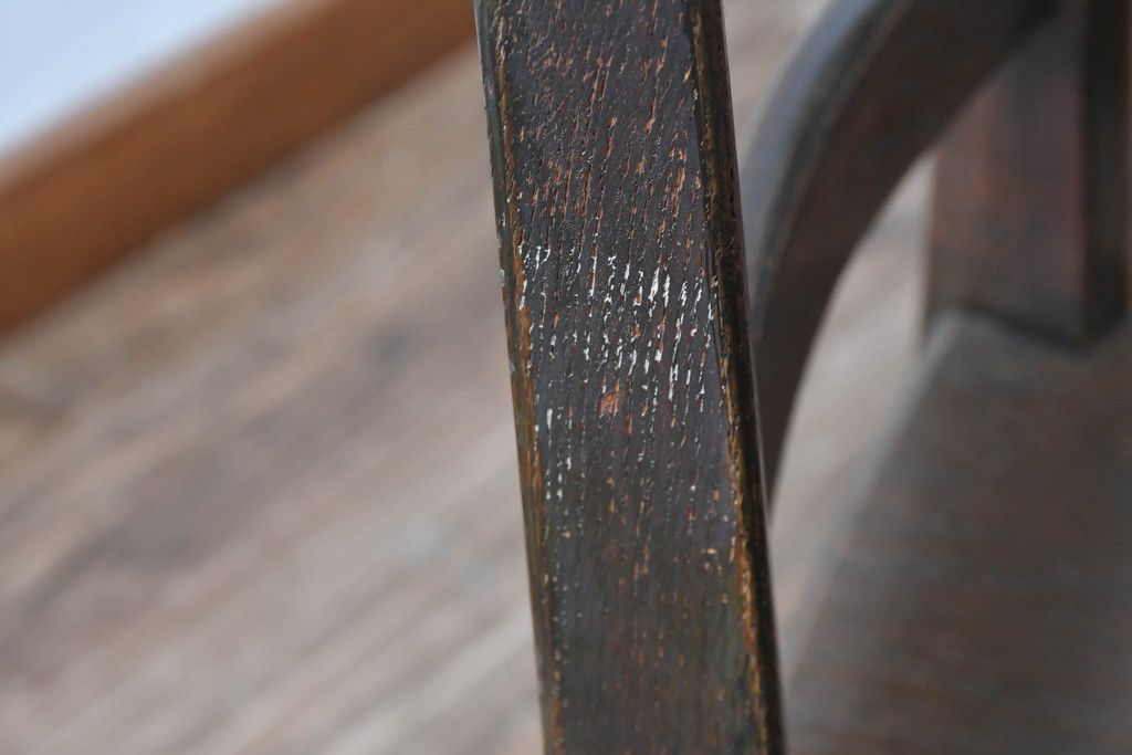 中古 永田良介商店 神戸洋家具 落ち着きのあるシックな佇まいが魅力のラダー型食堂椅子2脚セット(ダイニングチェア、ラダーバックチェア、ワークチェア、椅子、板座チェア)(R-058975)