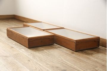 アンティーク雑貨　レトロな雰囲気を醸し出す木製ショーケース(ガラスケース、コレクションケース、収納箱、店舗什器)(R-058988)