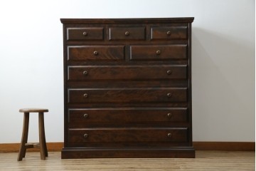 中古　美品　北海道民芸家具　上品な佇まいの2段重ね整理タンス　(R-058992)