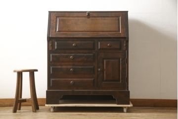中古　北海道民芸家具　上質な作りが魅力のライティングビューロー(机、在宅ワーク、在宅用、引き出し、ワークデスク)(定価約34万円)(R-058996)