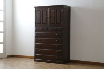 中古　美品　北海道民芸家具　品のある佇まいが魅力的なチェスト(着物箪笥、洋服タンス、整理箪笥、和たんす、引き出し)(R-058997)