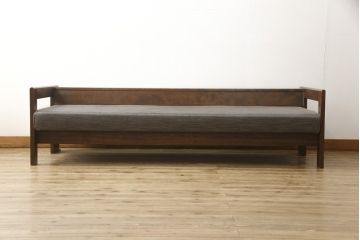 和製ビンテージ　希少な絶版品!!　CONDE HOUSE(カンディハウス、旧インテリアセンター)　ライフ　和モダンな空間づくりにも活躍するソファベッド(3人掛けソファ、3P、ソファベンチ、ヴィンテージ)(R-058998)