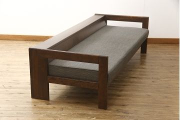 和製ビンテージ　希少な絶版品!!　CONDE HOUSE(カンディハウス、旧インテリアセンター)　ライフ　和モダンな空間づくりにも活躍するソファベッド(3人掛けソファ、3P、ソファベンチ、ヴィンテージ)(R-058998)
