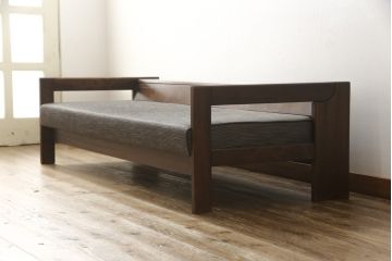 和製ビンテージ　希少な絶版品!!　CONDE HOUSE(カンディハウス、旧インテリアセンター)　ライフ　和モダンな空間づくりにも活躍するソファベッド(3人掛けソファ、3P、ソファベンチ、ヴィンテージ)(R-058998)