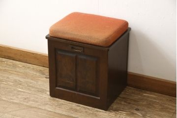 和製ビンテージ　北海道民芸家具　ドレッサーリメイク　クラシカルな佇まいのスツール付きコンソールデスク(コンソールテーブル、机、在宅用、在宅ワーク、ヴィンテージ)(R-058999)