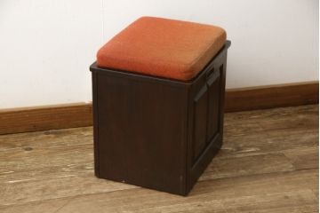 和製ビンテージ　北海道民芸家具　ドレッサーリメイク　クラシカルな佇まいのスツール付きコンソールデスク(コンソールテーブル、机、在宅用、在宅ワーク、ヴィンテージ)(R-058999)