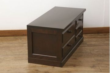 中古　北海道民芸家具　シックで落ち着いた空間づくりに活躍するローチェスト(ローボード、引き出し)(R-059002)