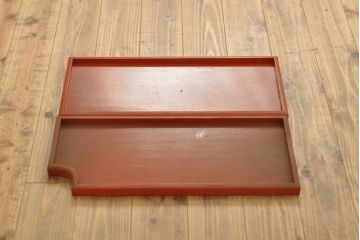 和製アンティーク　特注品　総漆塗り　小物収納にもおすすめな上手物の岡持ち(木製出前箱、収納箱、倹飩箱)(R-059006)