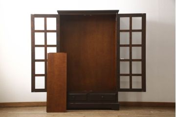 中古　北海道民芸家具　和洋どちらのお部屋にも馴染むブックケース(本箱、書棚、収納棚、キャビネット、飾り棚)(R-059008)
