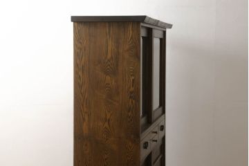 中古　美品　マルカ木工　タモ材　木目を活かしたモダンな雰囲気を醸し出す水屋箪笥(キャビネット、食器棚、収納棚、戸棚)(定価約79万円)(R-059021)