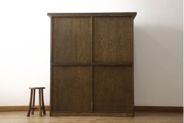 中古　美品　マルカ木工　タモ材　木目を活かしたモダンな雰囲気を醸し出す水屋箪笥(キャビネット、食器棚、収納棚、戸棚)(定価約79万円)(R-059021)
