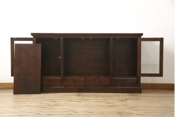 中古　北の匠　山室家具製作所　和モダンなお部屋づくりにオススメのサイドボード(キャビネット、収納棚、戸棚、食器棚)(R-059042)