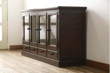 中古　北の匠　山室家具製作所　和モダンなお部屋づくりにオススメのサイドボード(キャビネット、収納棚、戸棚、食器棚)(R-059042)