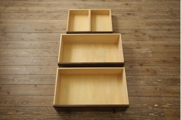 中古　北海道民芸家具　レア!　上品な雰囲気漂う高山式ビューローブックケース(ライティングビューロー、本箱、収納棚、ワークデスク、在宅ワーク、在宅用)(R-059043)
