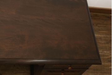 中古　松本民芸家具　シックな色合いが上品なM型両袖机(定価約63万円)(両袖デスク、ワークデスク、在宅ワーク用)(R-059044)