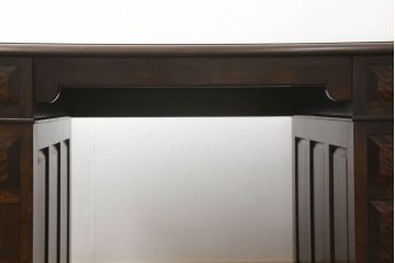 中古　松本民芸家具　シックな色合いが上品なM型両袖机(定価約63万円)(両袖デスク、ワークデスク、在宅ワーク用)(R-059044)