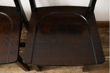 中古　北海道民芸家具　HM620　滑らかな木肌が上品なラダーバックチェア2脚セット(椅子、ダイニングチェア、板座チェア)(R-059045)