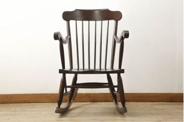 中古　美品　松本民芸家具　51B型　くつろぎの時間にオススメのロッキングチェア(定価約16万円)(アームチェア、揺り椅子、板座チェア)(R-059047)