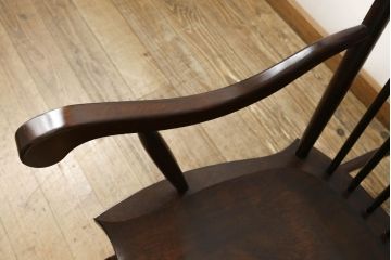 中古　美品　松本民芸家具　51B型　くつろぎの時間にオススメのロッキングチェア(定価約16万円)(アームチェア、揺り椅子、板座チェア)(R-059047)