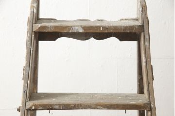 イギリスアンティーク　SIMPLEX LADDER社製　シンプレックス　使い込まれた風合いが味のある魅力を放つ脚立(ラダー、ステップ、店舗什器)(R-059048)