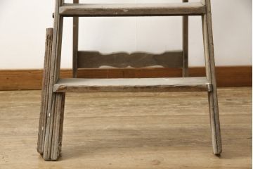 イギリスアンティーク　SIMPLEX LADDER社製　シンプレックス　使い込まれた風合いが味のある魅力を放つ脚立(ラダー、ステップ、店舗什器)(R-059048)