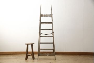 イギリスアンティーク　SIMPLEX LADDER社製　シンプレックス　使い込まれた風合いが味のある魅力を放つ脚立(ラダー、ステップ、店舗什器)(R-059048)
