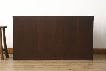和製アンティーク　超美品　前面栗材　鶴と亀の金具が特徴的な二本松箪笥・上段(重ね箪笥、和タンス、時代箪笥、衣装箪笥)(R-059054)