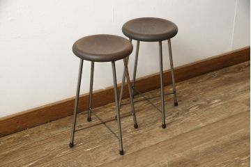 ラフジュ工房オリジナル　丸い座面と細い脚の組み合わせがおしゃれなスツール2脚セット(イス、椅子)(R-059058)