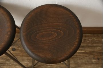 ラフジュ工房オリジナル　丸い座面と細い脚の組み合わせがおしゃれなスツール2脚セット(イス、椅子)(R-059058)