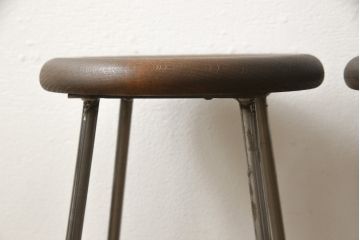 ラフジュ工房オリジナル　丸い座面と細い脚の組み合わせがおしゃれなスツール2脚セット(イス、椅子)(R-059058)