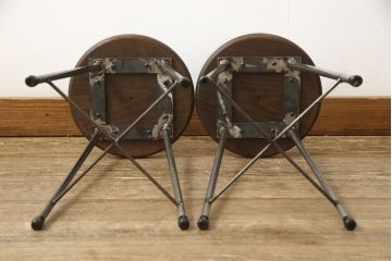 ラフジュ工房オリジナル　丸い座面と細い脚の組み合わせがおしゃれなスツール2脚セット(イス、椅子)(R-059058)
