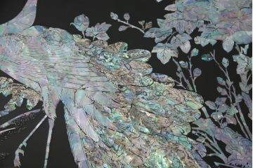 中古　アジア　民芸家具　華やかな螺鈿細工が美しい座卓(定価約60万円)(センターテーブル、ローテーブル)(R-059060)