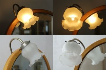 中古　美品　IDC大塚家具取り扱い　曲線的なデザインがかわいらしいドレッサー+チェアのセット(鏡台)(R-059069)