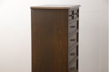 和製ビンテージ　神戸洋家具　永田良介商店　シンプルな中にも品の良さが感じられる縦型チェスト(引き出し、ヴィンテージ、サイドチェスト)(R-059075)