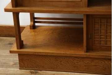 中古　屋久杉(突き板)　美しい杢目と素材の風合いを楽しめる飾り棚(茶箪笥、茶棚、違い棚、飾り棚)(R-059077)