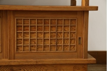 中古　屋久杉(突き板)　美しい杢目と素材の風合いを楽しめる飾り棚(茶箪笥、茶棚、違い棚、飾り棚)(R-059077)