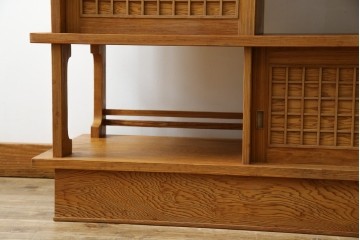 中古　屋久杉(突き板)　美しい杢目と素材の風合いを楽しめる飾り棚(茶箪笥、茶棚、違い棚、飾り棚)(R-059077)