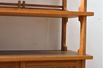 中古　屋久杉(突き板)　美しい杢目と素材の風合いを楽しめる飾り棚(茶箪笥、茶棚、違い棚、飾り棚)(R-059077)