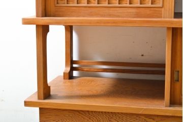 中古　屋久杉(突き板)　美しい杢目と素材の風合いを楽しめる飾り棚(茶箪笥、茶棚、違い棚、飾り棚)(R-059077)