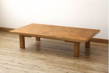 中古　民芸家具　屋久杉　突き板　シンプルなデザインの座卓(ローテーブル、センターテーブル)(R-059085)