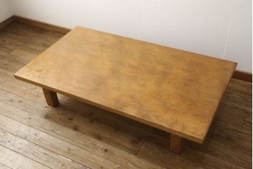 中古　民芸家具　屋久杉　突き板　シンプルなデザインの座卓(ローテーブル、センターテーブル)(R-059085)