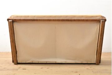 和製アンティーク　大正ロマン　籐巻きデザイン　古き良きデザインが魅力の2人掛けソファ(二人掛け、2P、ラブソファ)(R-059090)