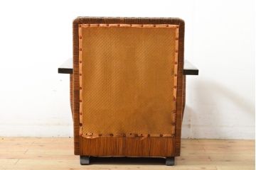 和製アンティーク　大正ロマン　籐巻きデザイン　古き良きデザインが魅力の1人掛けソファ(一人掛け、1P)(R-059091)