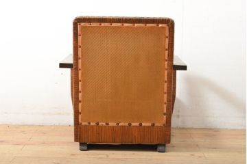 和製アンティーク　大正ロマン　籐巻きデザイン　古き良きデザインが魅力の1人掛けソファ(一人掛け、1P)(R-059092)
