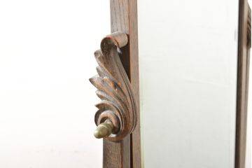 和製ビンテージ　神戸洋家具　凝った造りの彫刻入り姿見(鏡、ミラー、ヴィンテージ)(R-059097)