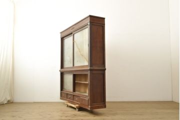 和製アンティーク　大正ロマン　ノスタルジックな雰囲気香る重ね戸棚(収納棚、キャビネット、サイドボード、店舗什器、食器棚)(R-059107)
