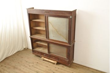 和製アンティーク　大正ロマン　ノスタルジックな雰囲気香る重ね戸棚(収納棚、キャビネット、サイドボード、店舗什器、食器棚)(R-059107)