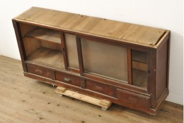 和製アンティーク　大正ロマン　ノスタルジックな雰囲気香る戸棚(収納棚、キャビネット、サイドボード、店舗什器、リビングボード)(R-059109)