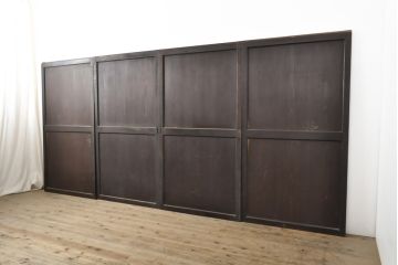 アンティーク建具　杉材　明治期からの歴史が刻み込まれた帯戸4枚セット(板戸、引き戸、建具)(R-059117)